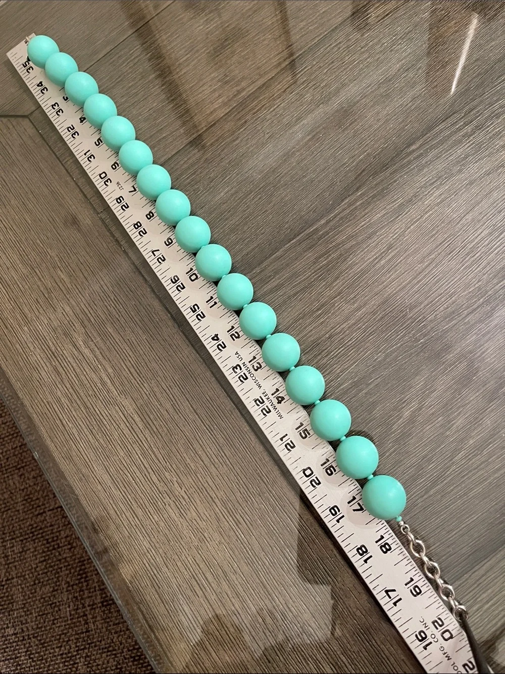 Vintage MONET Round Matte Gum Ball Sized Beaded Necklace - Tiffany Blue ?